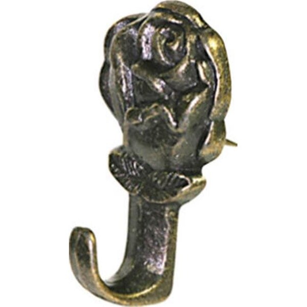 Hillman Fasteners 122292 Antique Brass Rose Push Pin Hanger; 3 Pack